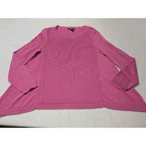Lauren‎ Ralph Lauren Sweater Pink Large Swing Knit Ribbed Bright Fushia Barbie